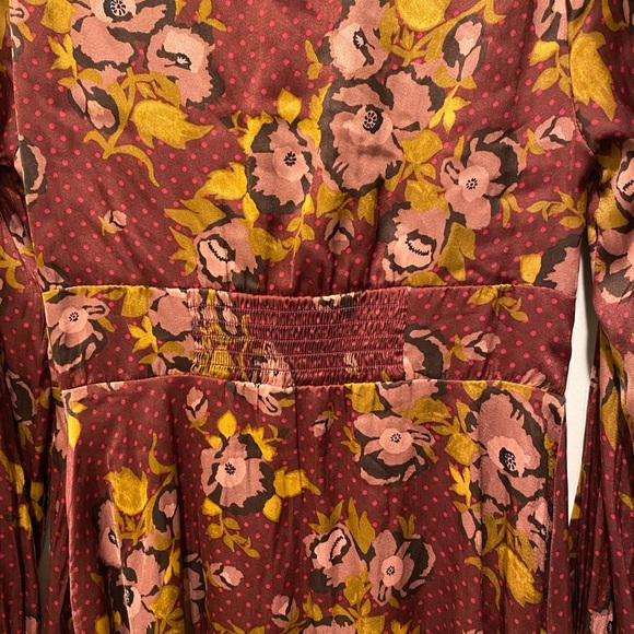 Free People burgundy and Gold Long Sleeve Sundress - Picture 2 of 5